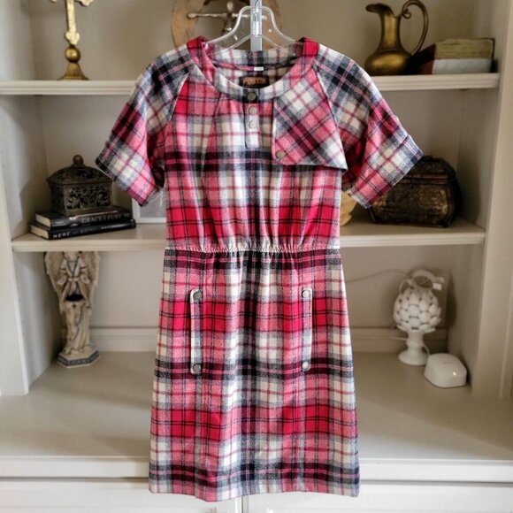 Pendleton Dress Adult Red Plaid Wool Portland Collection USA Open Back-XS - Picture 3 of 9